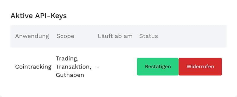 API Key Bestätigungsmail anfordern