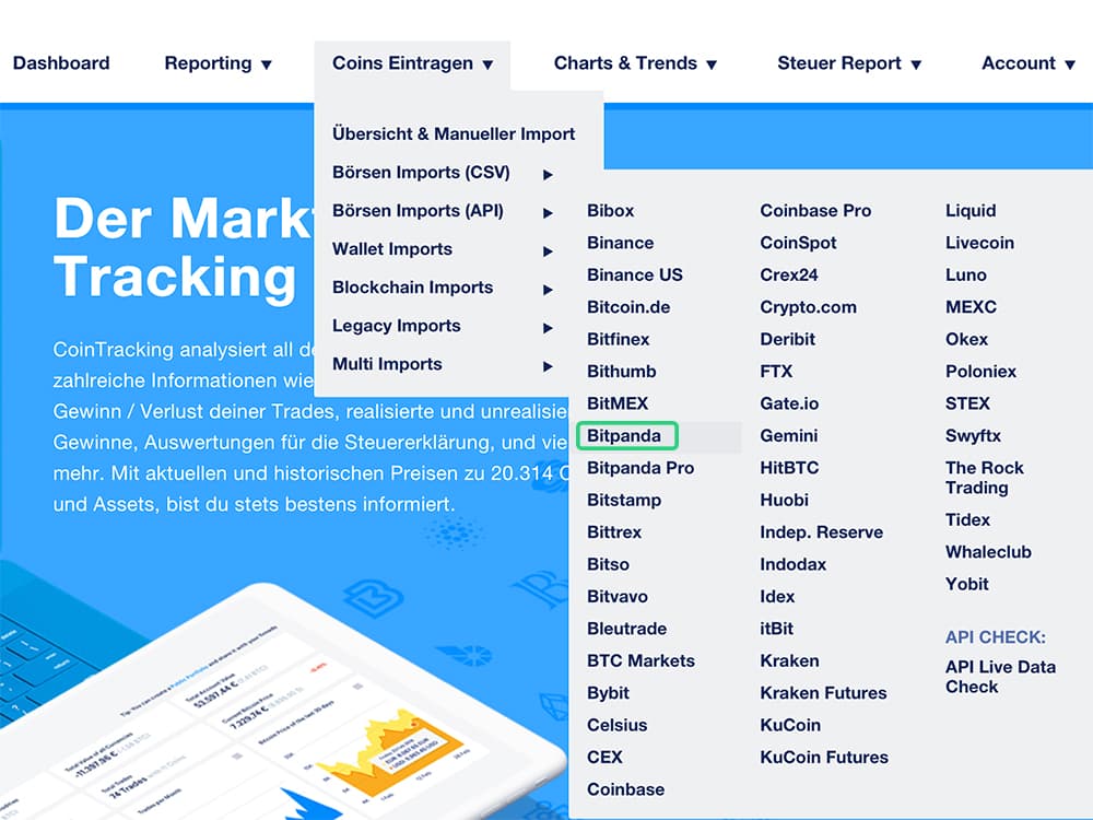 Cointracking API Schnittstelle