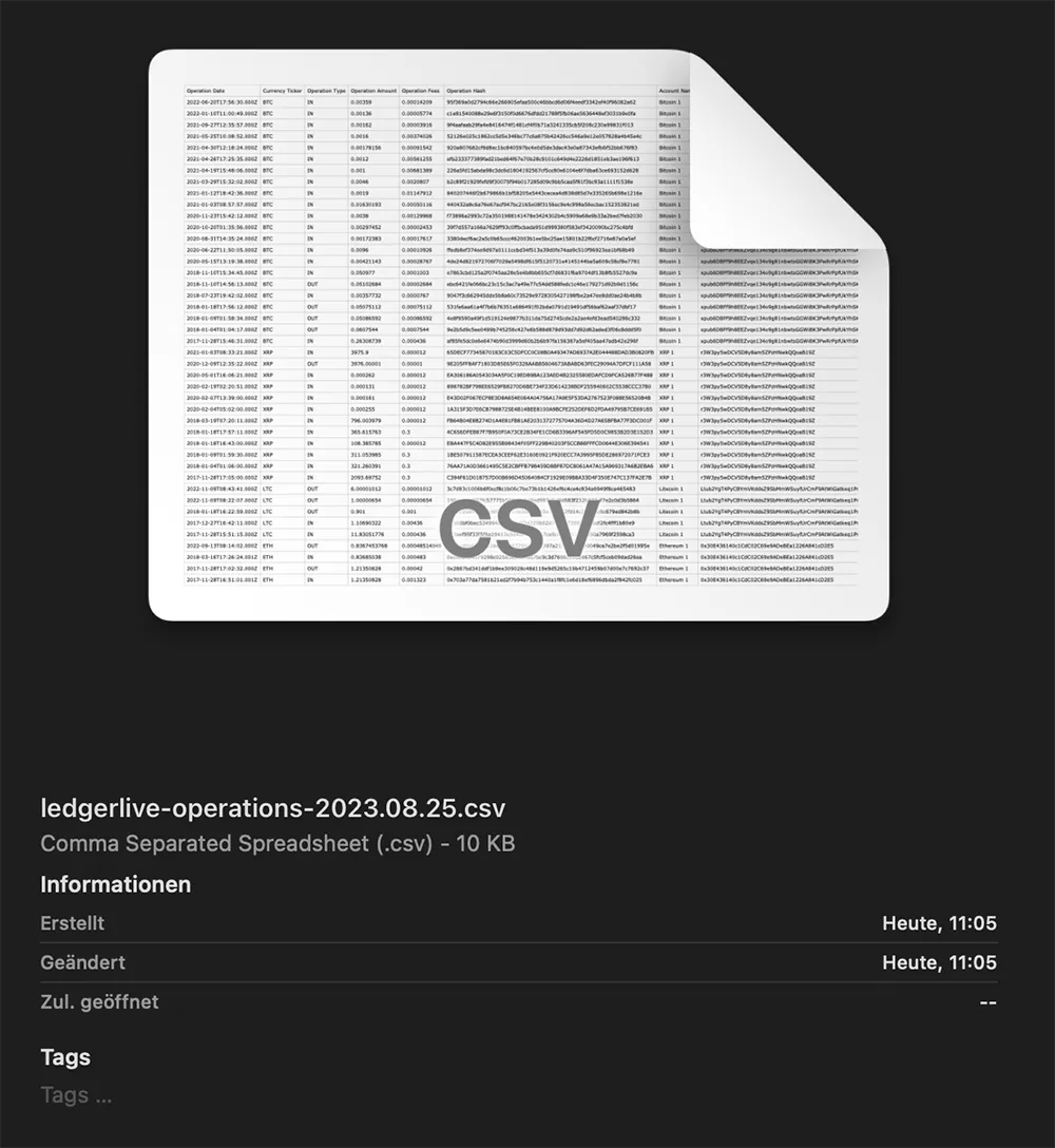 CSV-Datei abspeichern